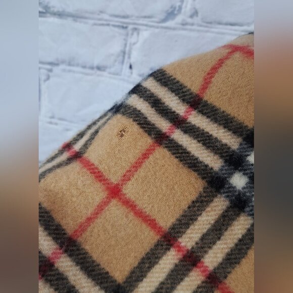 Burberry Mens Scarf Camel Nova Check Vintage Y2K 90s Lambswool England 12" x 71" - Picture 14 of 15